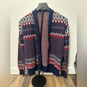 Fair isle wool sweater cardigan size medium